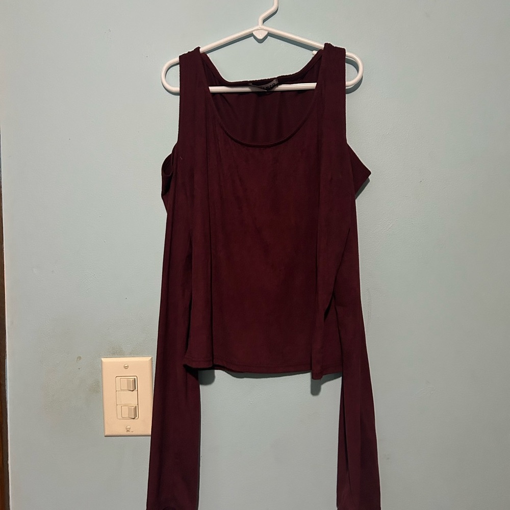 Burgundy Cut Out Long Sleeve